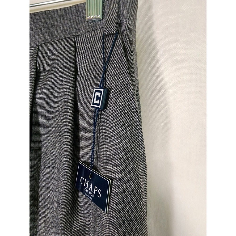 Chaps NWT Mens 36x32 100% Wool Dress Pants Gray Pleated Cuffed Career Preppy - Picture 2 of 5